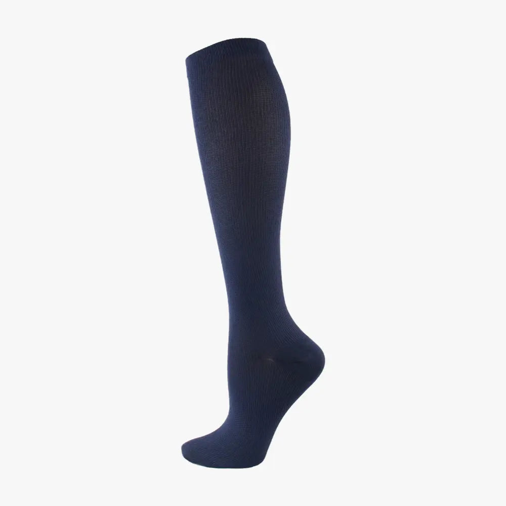 Chaussette de compression homme en coton bleu marine classe 2, hauteur genou